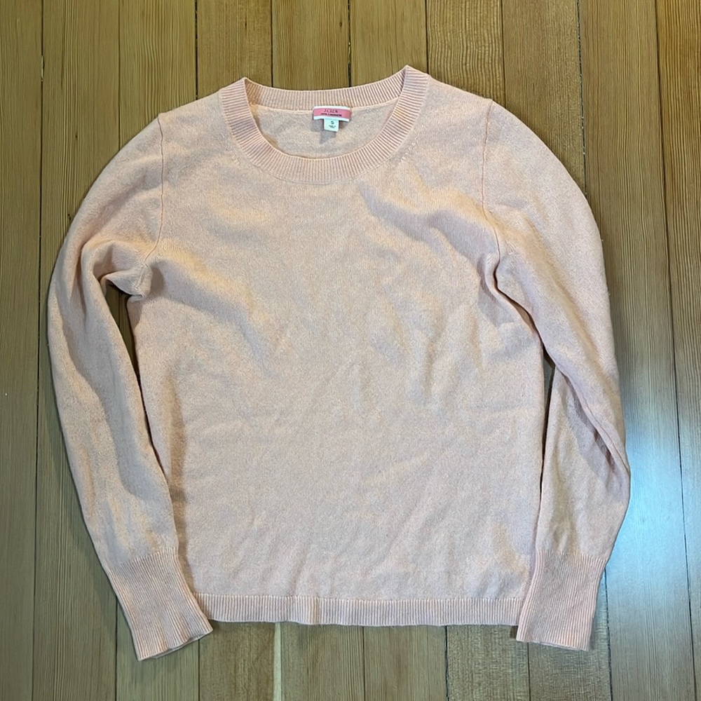 J. Crew peach cashmere crew neck sweater size S